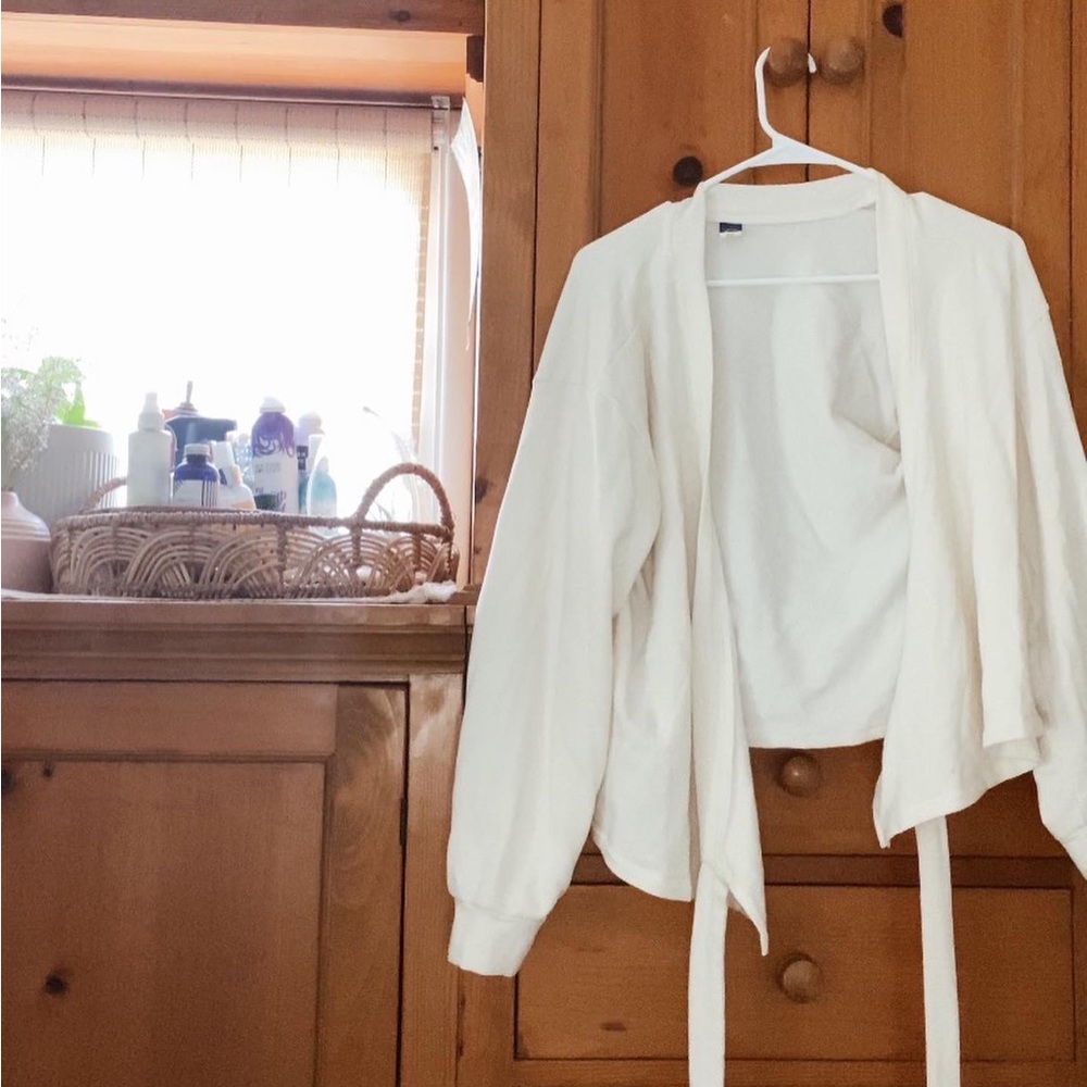 Super Soft “Athletic” White Wrap Top